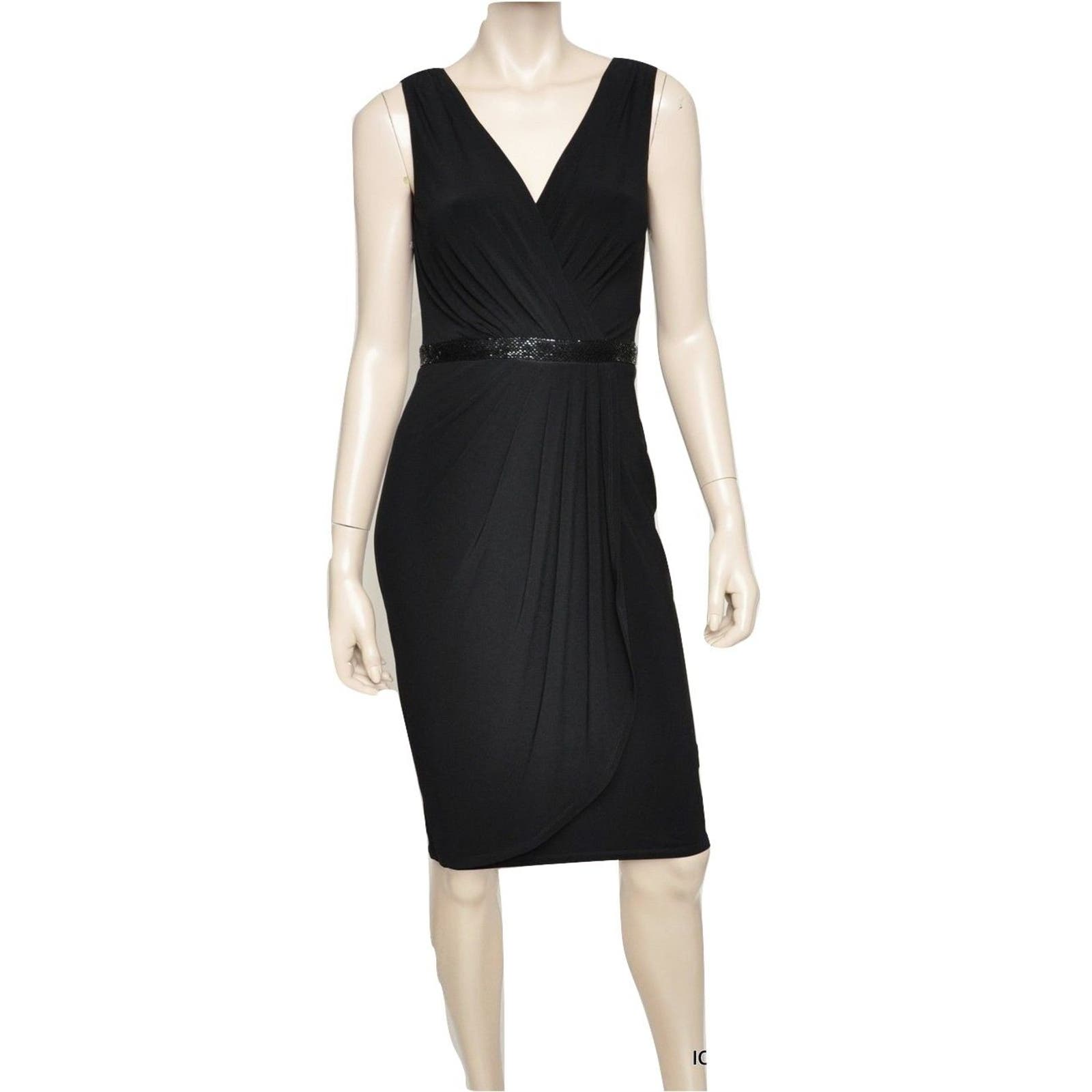 Ralph Lauren Lbd Beaded-Waist Sleeveless Jersey Dress Black 2/6/8/10 Nwt $164